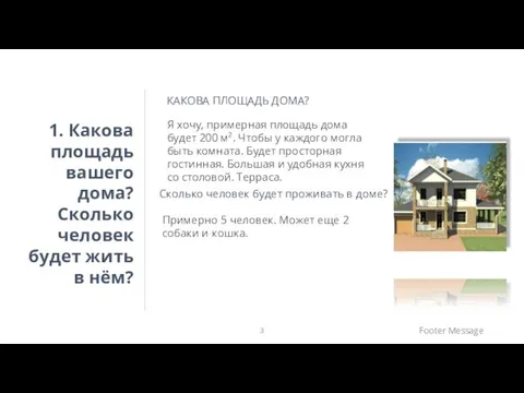 Я хочу, примерная площадь дома будет 200 м². Чтобы у каждого могла