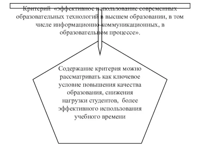 Критерий «эффективное использование современных образовательных технологий в высшем образовании, в том числе информационно-коммуникационных, в образовательном процессе».