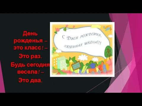 День рожденья – это класс! – Это раз. Будь сегодня весела! – Это два.