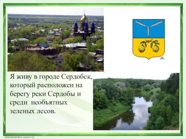 Я живу в городе Сердобск, который расположен на берегу реки Сердобы и среди необъятных зеленых лесов.