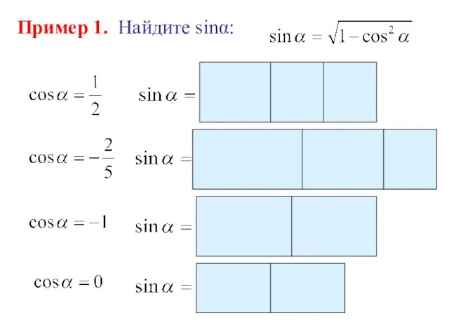 Пример 1. Найдите sinα: