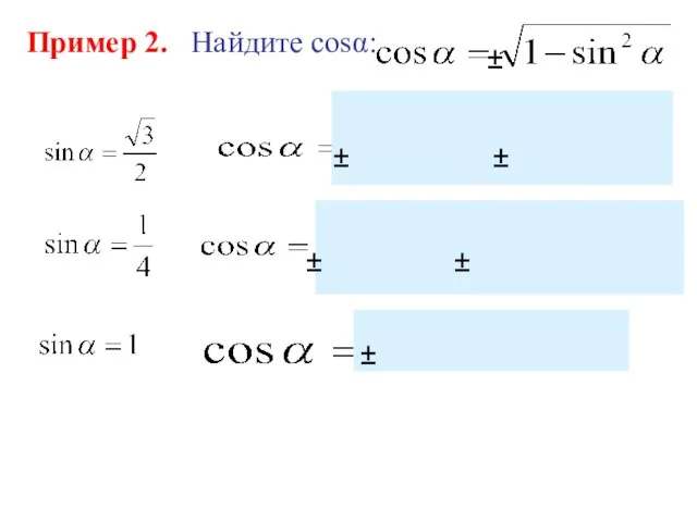 Пример 2. Найдите cosα: ± ± ± ± ± ±