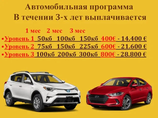 Автомобильная программа В течении 3-х лет выплачивается 1 мес 2 мес 3