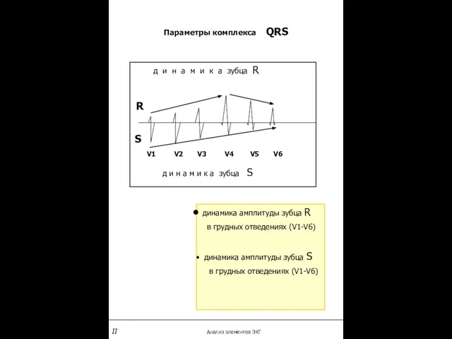 Параметры комплекса QRS д и н а м и к а зубца