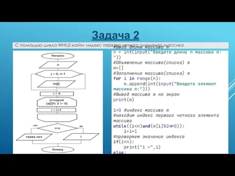 Задача 2 #Ввод длины массива m n = int(input("Введите длину n массива