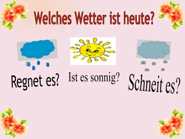 Welches Wetter ist heute? Regnet es? Ist es sonnig? Schneit es?