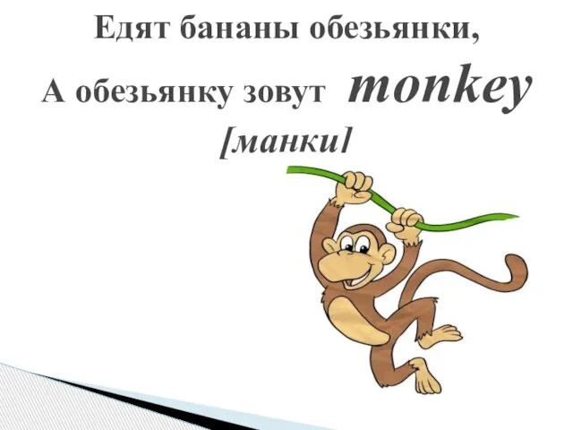 Едят бананы обезьянки, А обезьянку зовут monkey [манки]