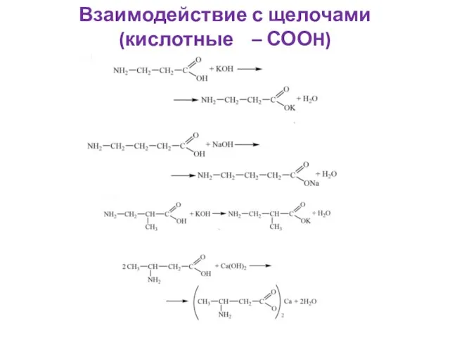 Взаимодействие с щелочами (кислотные – СООH)