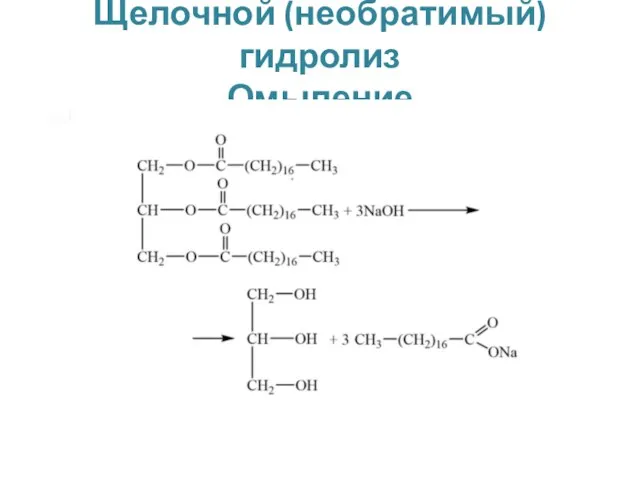 Щелочной (необратимый) гидролиз Омыление