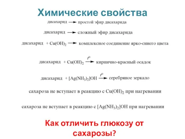 Химические свойства Как отличить глюкозу от сахарозы?