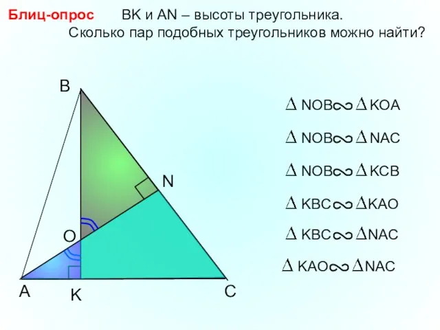 A B N BK и АN – высоты треугольника. Сколько пар подобных