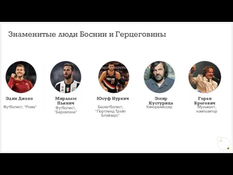 Знаменитые люди Боснии и Герцеговины Футболист, "Барселона" Баскетболист, "Портленд Трэйл Блэйзерс" Кинорежиссер