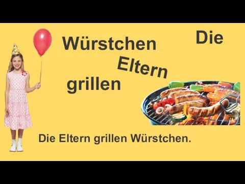 Eltern grillen Würstchen Die Die Eltern grillen Würstchen.