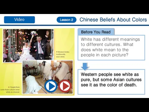 Chinese Beliefs About Colors Lesson 2 Before You Read White has different