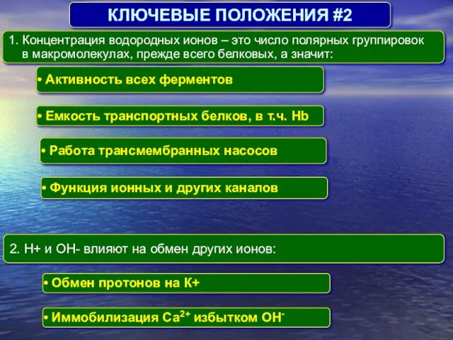 КЛЮЧЕВЫЕ ПОЛОЖЕНИЯ #2 1. Концентрация водородных ионов – это число полярных группировок