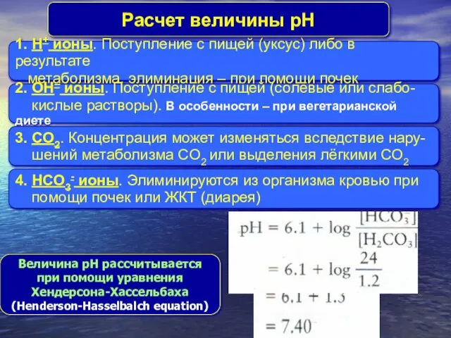 Расчет величины pH 1. H+ ионы. Поступление с пищей (уксус) либо в