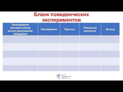 Бланк поведенческих экспериментов