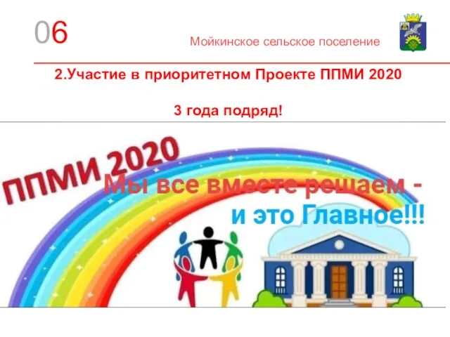 06 Мойкинское сельское поселение 2.Участие в приоритетном Проекте ППМИ 2020 3 года подряд!