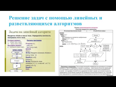 Решение задач с помощью линейных и разветвляющихся алгоритмов