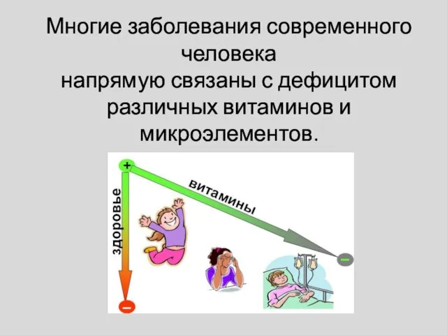 Многие заболевания современного человека напрямую связаны с дефицитом различных витаминов и микроэлементов.