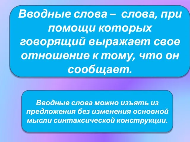 Вводные слова можно изъять из предложения без изменения основной мысли синтаксической конструкции.