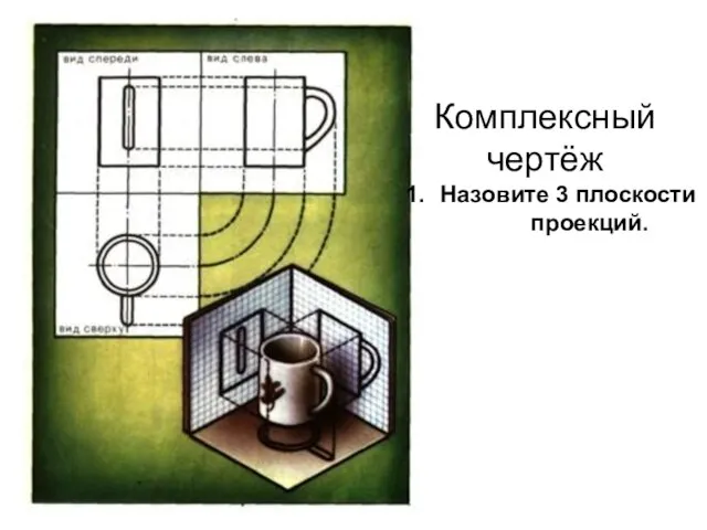 Комплексный чертёж Назовите 3 плоскости проекций.