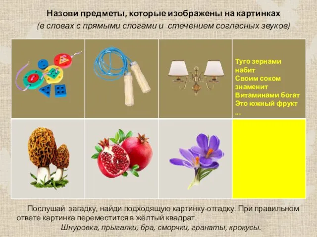 Назови предметы, которые изображены на картинках (в словах с прямыми слогами и