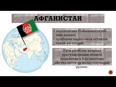 Пути решения вопроса урегулирования общего положения в Афганистане обсуждаются на международном уровне.