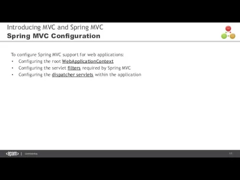 Introducing MVC and Spring MVC Spring MVC Configuration To configure Spring MVC