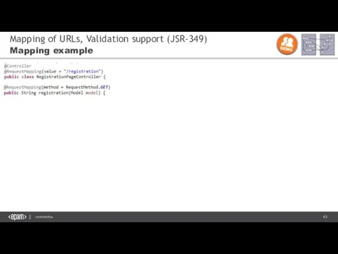 Mapping of URLs, Validation support (JSR-349) Mapping example