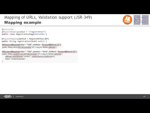 Mapping of URLs, Validation support (JSR-349) Mapping example