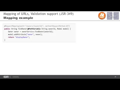 Mapping of URLs, Validation support (JSR-349) Mapping example