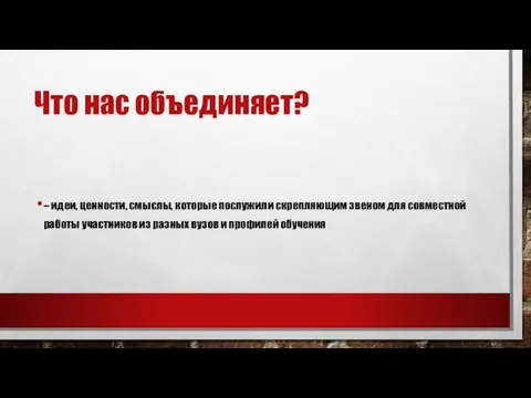 Что нас объединяет? – идеи, ценности, смыслы, которые послужили скрепляющим звеном для