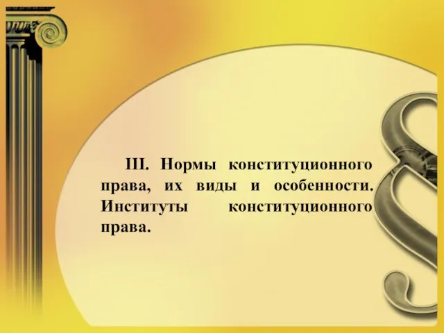 III. Нормы конституционного права, их виды и особенности. Институты конституционного права.