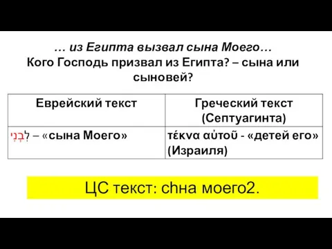 … из Египта вызвал сына Моего… Кого Господь призвал из Египта? –