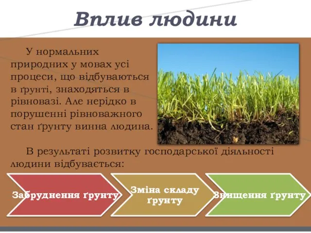 Вплив людини В результаті розвитку господарської діяльності людини відбувається: У нормальних природних