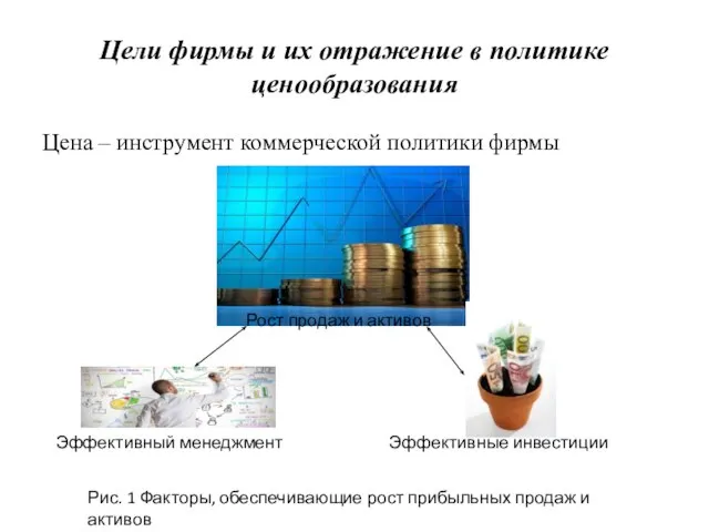 Цели фирмы и их отражение в политике ценообразования Цена – инструмент коммерческой