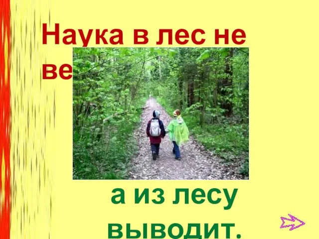 а из лесу выводит. Наука в лес не ведет,