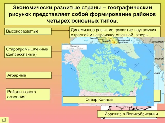 Экономически развитые страны – географический рисунок представляет собой формирование районов четырех основных