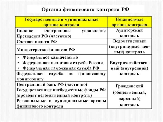 Органы финансового контроля РФ