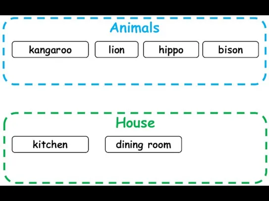 Animals House kangaroo lion kitchen hippo bison dining room