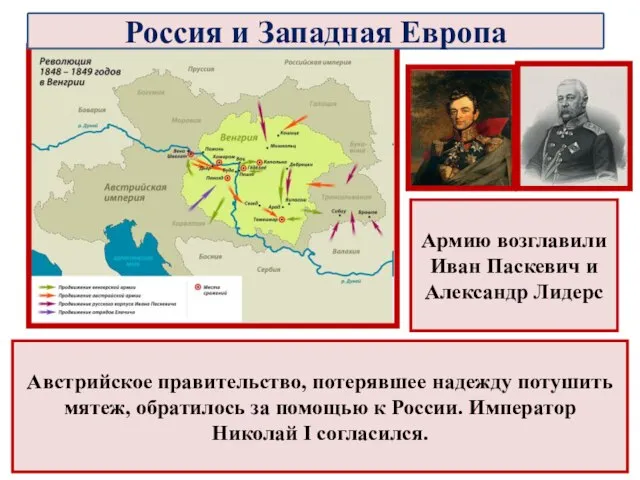 Австрийское правительство, потерявшее надежду потушить мятеж, обратилось за помощью к России. Император