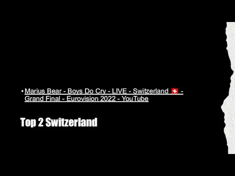 Top 2 Switzerland Marius Bear - Boys Do Cry - LIVE -