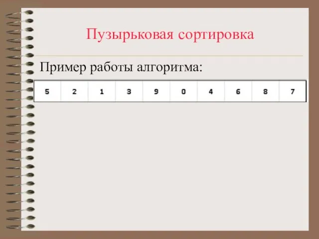 Пузырьковая сортировка Пример работы алгоритма: