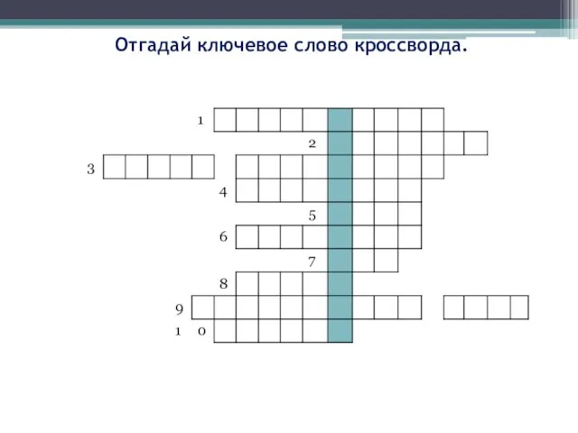 Отгадай ключевое слово кроссворда.