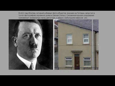 В 2011 году блоггер, который собирает фото объектов, похожих на Гитлера, запустил