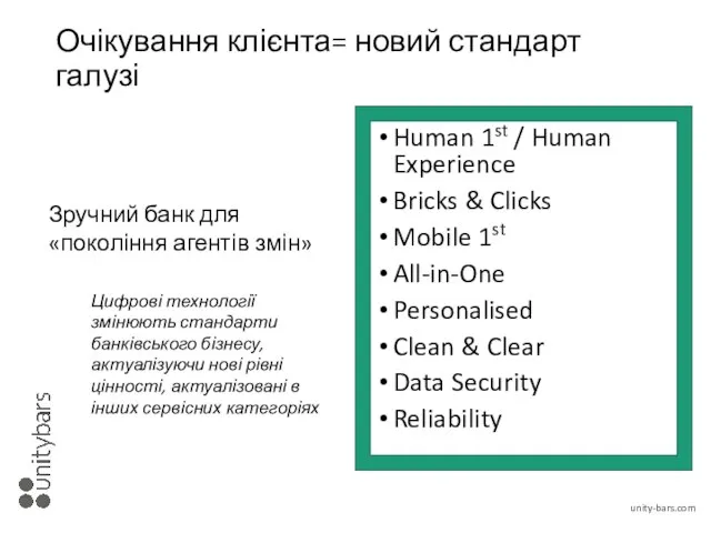 Очікування клієнта= новий стандарт галузі Human 1st / Human Experience Bricks &