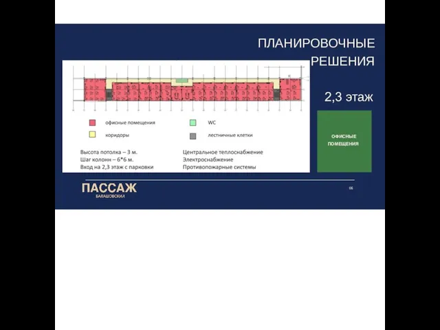 ПЛАНИРОВОЧНЫЕ РЕШЕНИЯ 2,3 этаж 06 ОФИСНЫЕ ПОМЕЩЕНИЯ