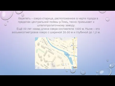 Керепеть – озеро-старица, расположенное в черте города в пределах центральной поймы р.Томь,