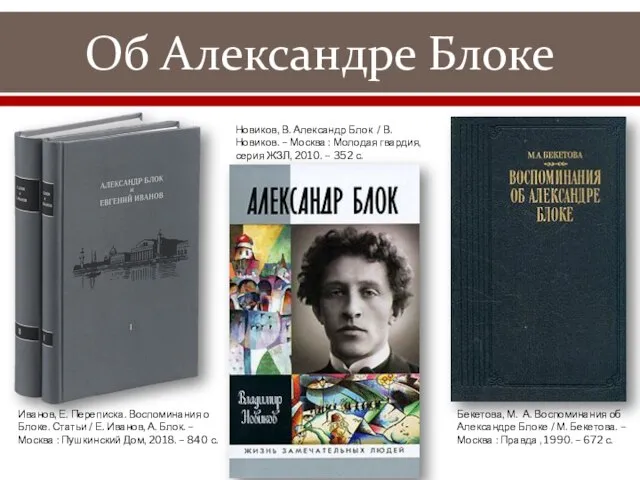 Об Александре Блоке Новиков, В. Александр Блок / В. Новиков. – Москва